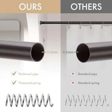 Amazer Spring Tension Shower Curtain Rod, 26-42 Inches Rust-Resistance Tension Curtain Rod Bathroom Rod, Adjustable Shower Curtain Rod No Drill, Bronze