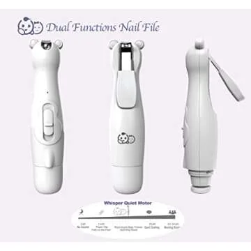 Royal Angels Rechargeable Baby Nail Clippers 20 in 1, Safe Electric Nail Trimmer, Baby Nail Kit, Additional Replacements, Newborn Toddler Toes and Fingernails, Trim and Polish (Rechargeable, Snow)