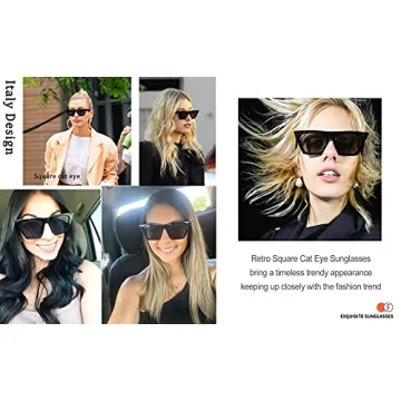 FEISEDY Vintage Cat Eye Sunglasses for Women Stylish UV400