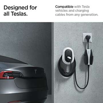 Spigen Bespoke All-in-One Cable Organizer Wall Mount Designed for All Tesla Mobile Charger Cable [Mo...
