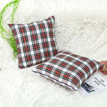 GTEXT 2 Pack Christmas Decor White Plaids Pillow Covers Buffalo Check Throw Pillow Cover Tartan Cuhi...