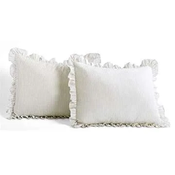 Lush Decor Wheat King Ticking Stripe Bedspread Vintage Chic Farmhouse Style Lightweight 3 Piece Set