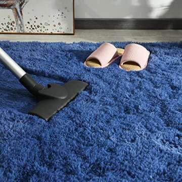 Andecor Soft Fluffy Bedroom Rugs, 4 x 6 Feet Indoor Shaggy Plush Area Rug for Boys Girls Kids Baby College Dorm Living Room Home Decor Floor Carpet, Light Navy