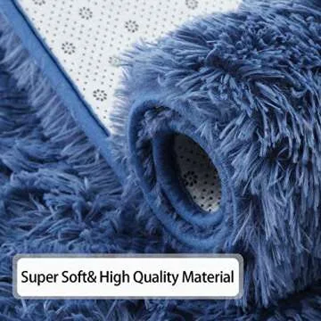 Andecor Soft Fluffy Bedroom Rugs, 4 x 6 Feet Indoor Shaggy Plush Area Rug for Boys Girls Kids Baby College Dorm Living Room Home Decor Floor Carpet, Light Navy