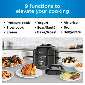 NINJA Foodi Cooker, Steamer & Air w/TenderCrisp Technology Pressure Cooker & Air Fryer All-in-One, 6.5 quart w/dehydrate, Black/Gray (Renewed)