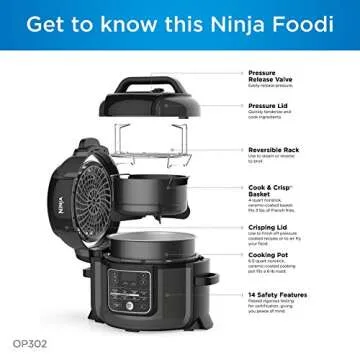 NINJA Foodi Cooker, Steamer & Air w/TenderCrisp Technology Pressure Cooker & Air Fryer All-in-One, 6.5 quart w/dehydrate, Black/Gray (Renewed)