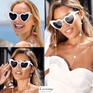 Laurinny Heart Sunglasses for Women, Trendy Cat Eye Heart Shaped Sunglasses Pack Cute Love Glasses UV Protection