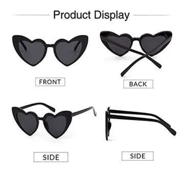 Laurinny Heart Sunglasses for Women, Trendy Cat Eye Heart Shaped Sunglasses Pack Cute Love Glasses UV Protection