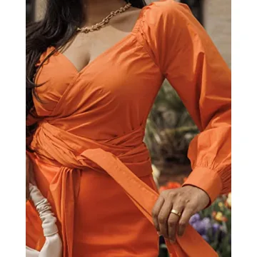 Burnt Orange Sweetheart Surplice Top by The Drop