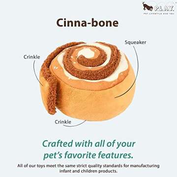 P.L.A.Y. Pup Cup Cafe Cinna-bone Plush Dog Toy - Durable, Eco-Friendly, Machine Washable