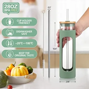 Kodrine 28oz Glass Water Bottle with Bamboo Lid