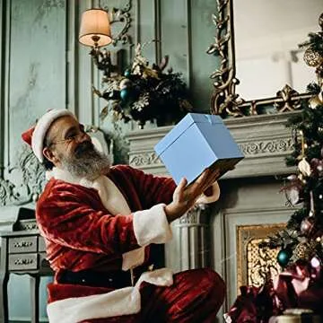 Set of 12 Small Gift Boxes with lids,flower boxes for arrangements,Nested Squared Boxes with Lids Perfect for Weddings, Engagements, Graduations, Holidays, Christmas, Valentines Day (Blue, 4”×4”×4”)