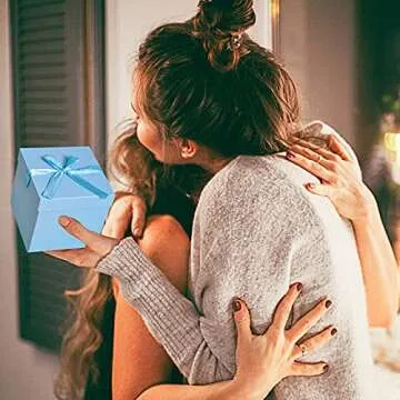 Set of 12 Small Gift Boxes with lids,flower boxes for arrangements,Nested Squared Boxes with Lids Perfect for Weddings, Engagements, Graduations, Holidays, Christmas, Valentines Day (Blue, 4”×4”×4”)