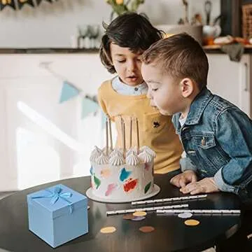 Set of 12 Small Gift Boxes with lids,flower boxes for arrangements,Nested Squared Boxes with Lids Perfect for Weddings, Engagements, Graduations, Holidays, Christmas, Valentines Day (Blue, 4”×4”×4”)