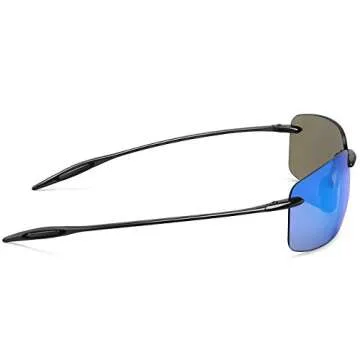 JULI Sports Sunglasses for Men Women Tr90 Rimless Frame for Running Fishing Golf Surf Driving(Black/Blue)