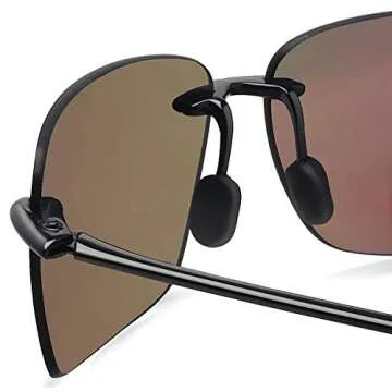 JULI Sports Sunglasses for Men Women Tr90 Rimless Frame for Running Fishing Golf Surf Driving(Black/Blue)