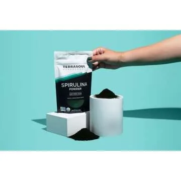 Terrasoul Superfoods Organic Spirulina Powder, 6 Oz, Vegan Protein, Green Superfood Boost for Smoothies, Detoxifying Elixirs, and Immune Support