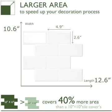 STICKGOO 10-Sheet Thicker Design Peel and Stick Subway Tile, Stick on Tiles Backsplash for Kitchen & Bathroom in White