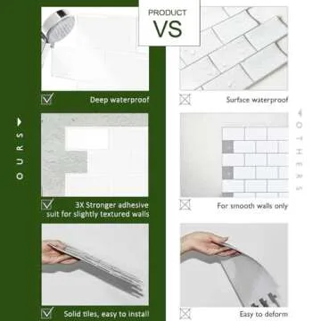 STICKGOO 10-Sheet Thicker Design Peel and Stick Subway Tile, Stick on Tiles Backsplash for Kitchen & Bathroom in White
