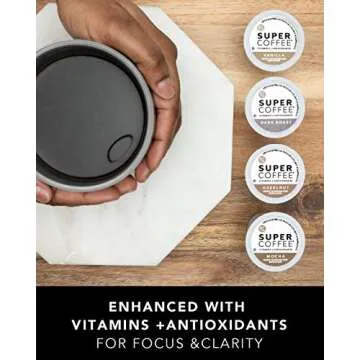 KITU SUPER COFFEE Pods, Energy & Immunity (2x Caffeine, Vitamins, Antioxidants) [Dark Roast] 32 Count | Keto Coffee Pods Compatible with Keurig 2.0 K-Cup Brewers