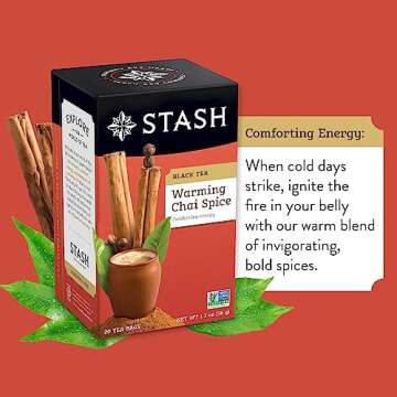 Stash Tea Chai Spice Black Tea, 6 Boxes with 20 Tea Bags Each (120 Tea Bags Total)