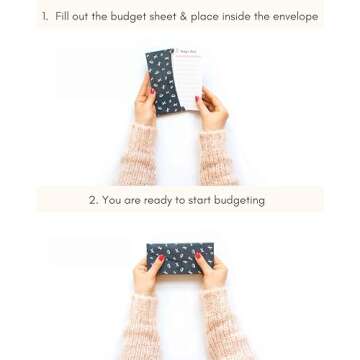 Lamare Cash Budget Envelopes for Cash System - Cash Envelopes for Budgeting - 12 Pcs Money Envelopes for Cash Budgeting plus 12 Budget Sheets - Money Saving Envelopes System Wallet for Cash Budgeting