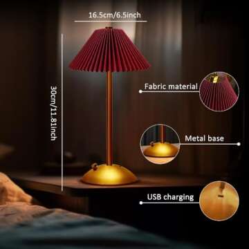 EJFOIEJ Portable LED Table Lamp - Touch Control & Rechargeable