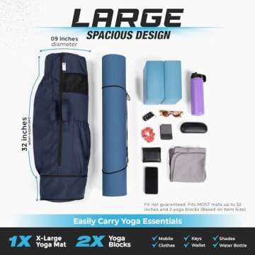 MAGNILAY Yoga Mat Bag - for Women and Men, Yoga Bag with Pockets and Adjustable Strap, Yoga Mat Carr...