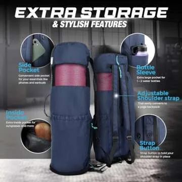 MAGNILAY Yoga Mat Bag - for Women and Men, Yoga Bag with Pockets and Adjustable Strap, Yoga Mat Carrier, Fits Mats Blocks and Yoga Accessories for Workouts, (32”L x 9” Diameter)