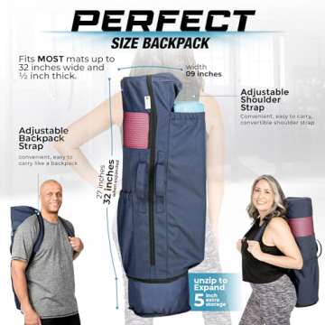 MAGNILAY Yoga Mat Bag - for Women and Men, Yoga Bag with Pockets and Adjustable Strap, Yoga Mat Carrier, Fits Mats Blocks and Yoga Accessories for Workouts, (32”L x 9” Diameter)