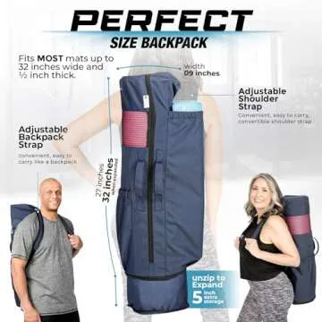 MAGNILAY Yoga Mat Bag - for Women and Men, Yoga Bag with Pockets and Adjustable Strap, Yoga Mat Carrier, Fits Mats Blocks and Yoga Accessories for Workouts, (32”L x 9” Diameter)