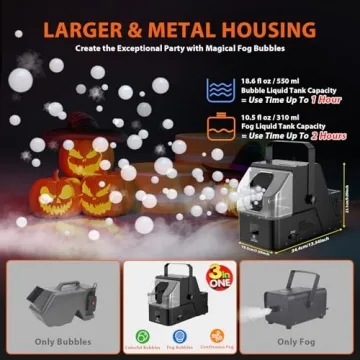 Wisdomlit 3-in-1 Bubble Fog Machine with Remote Control