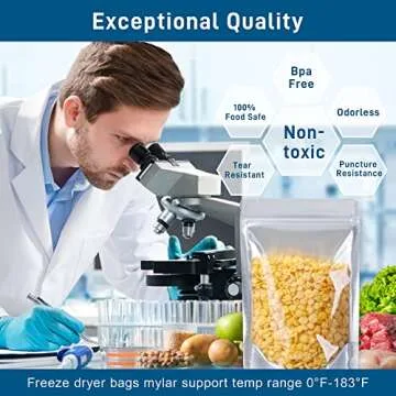 Saviki 50 Packs Mylar Bags for Food Storage with Clear Window,1 QUART(9.44 Mil, 7"x 10") Reusable Mylar Bags with 400CC Oxygen Absorber for Grains, Wheat, Rice, Legumes, Meat Long Term Food Storage