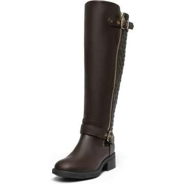 DREAM PAIRS Stylish Women's Knee High Riding Boots for Comfort