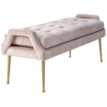 TOV Furniture Eileen Collection Modern Velvet Bench, Wood, Pink