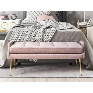 TOV Eileen Modern Velvet Bench for Stylish Home Decor