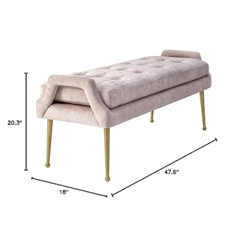 TOV Eileen Modern Velvet Bench for Stylish Home Decor