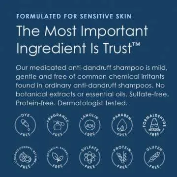 Vanicream Dandruff Shampoo – pH Balanced Mild Formula Effective For All Hair Types and Sensitive Scalps - Free of Fragrance, Lanolin, and Parabens – 8 Fl Oz