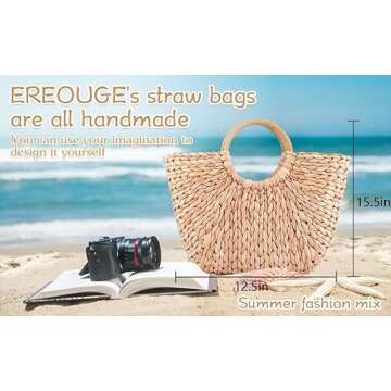 Shop EROUGE Stylish Round Straw Bag for Summer
