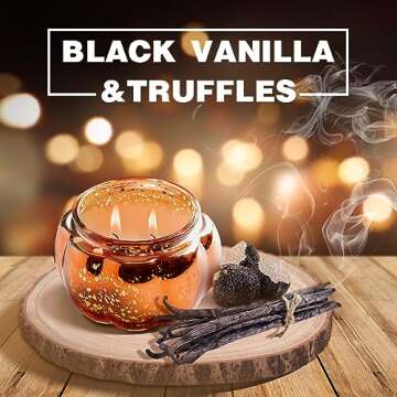 Autumn Scented Candles, Black Vanilla & Truffle, Pumpkin-Shaped Scented Candles for Halloween, Soy C...