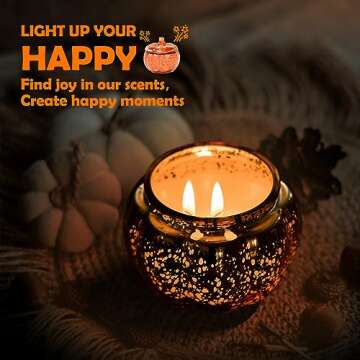 Autumn Scented Candles, Black Vanilla & Truffle, Pumpkin-Shaped Scented Candles for Halloween, Soy Candles for Home Scented, Large Jar 2 Wick Candle, 90 Hours Long Burning, Fall Candle Gift