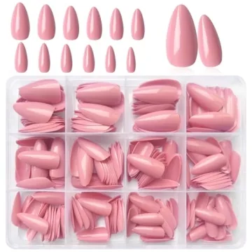 LoveOurHome 240pc Almond Press on Nails Medium Fake Nail Tips Colored Acrylic Nails Press ons Nail A...