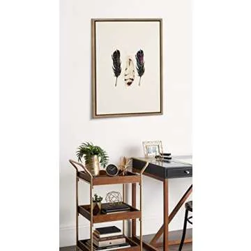 Kate and Laurel Sylvie Just Three Feathers Wall Art