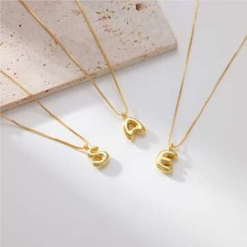 Trendy 14K Gold Plated Bubble Letter Necklace