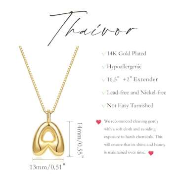 Trendy 14K Gold Plated Bubble Letter Necklace