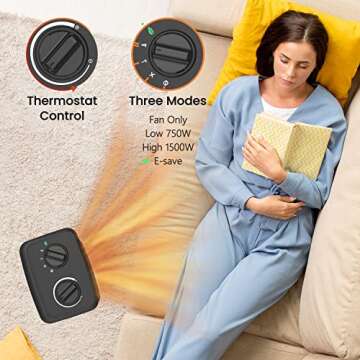 Compact Andily Space Heater with Adjustable Thermostat