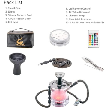 Acrylic Hookah Set with LED & Silicone Bowls for Smoking