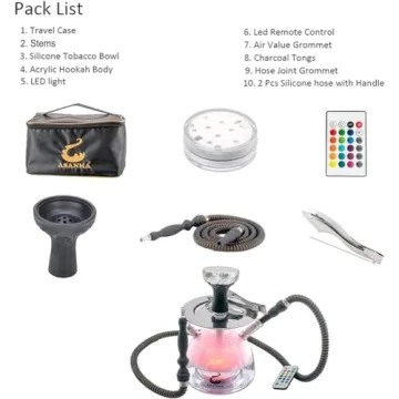 Acrylic Hookah Set with LED & Silicone Bowls for Smoking