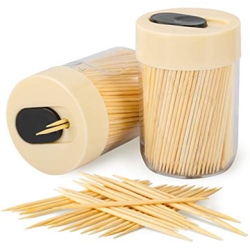 Urbanstrive Sturdy Safe Toothpick Holder with 800 Natural Wood Toothpicks for Teeth Cleaning, Unique...