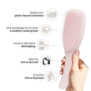 Tangle Teezer Plant-Based Ultimate Detangler Brush, Dry & Wet Hair Brush, Eliminates Knots & Reduces Breakage for All Hair Types, Marshmallow Pink